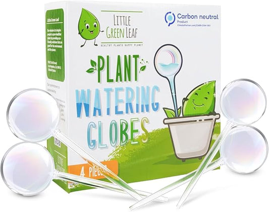Plant Watering Globes - 4 Pieces Clear Rainbow. Decorative Self Watering Planter Inserts. Hand-Blown Durable Glass. Ideal Plant Lover Gift (4pk Medium)
