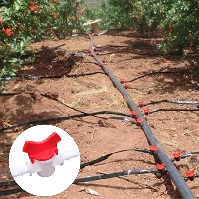 3/8“ Hose Barbed Ball Valve Drip Irrigation Ball Valve Shut Off Switch for Drip Irrigation and Aquariums (Pack of 2)