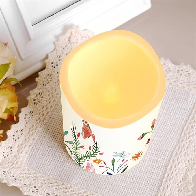 Ystardream Lavender Orchid LED Flameless Candles with Remote and Timer, Battery Operated Flickering for Festival Wedding Home Party Decor 4pcs