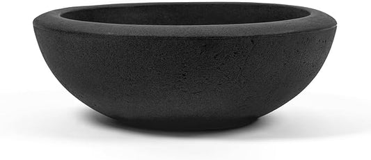 ARBORA 26" Santorini Bowl Polyresin Indoor and Outdoor Planter with Classic Black Finish - Durable, Weatherproof, Lightweight, Large Plant Pot for Patio, Garden, Deck, Entryway