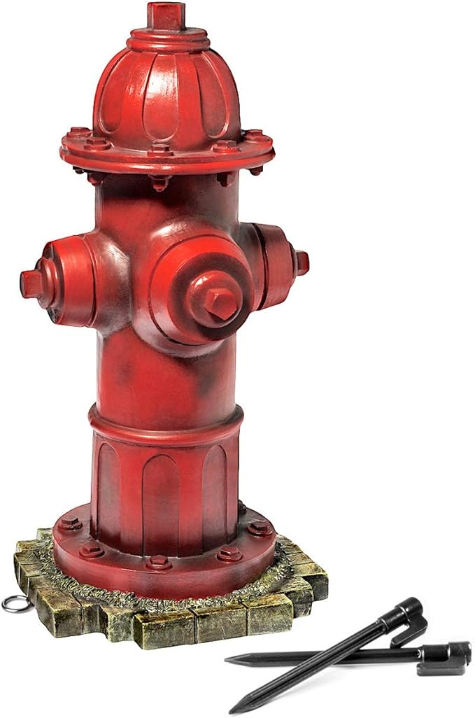 Dog Fire Hydrant Garden Statue with 2 Stakes, 14 Inches (Small)