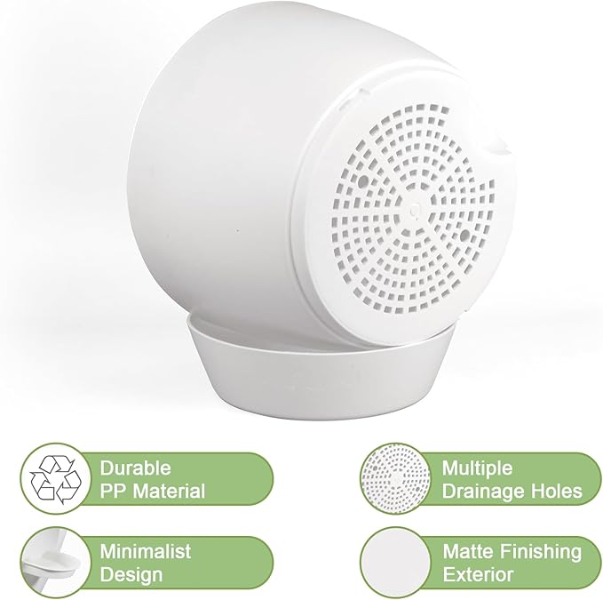 12 inch Large Self Watering Pots, Flower Plant Pots with Multi Mesh Drainage Holes for Indoor Outdoor Garden Plants and Flowers, Plastic Planters with Removable Reservoir, White