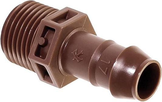 Rain Bird BA-050MPS Drip Irrigation PVC Adapter, Universal Fit for 5/8", 1/2", .700" Drip Tubing, 1/2" (MPT) Male Pipe Thread x 1/2" Barb