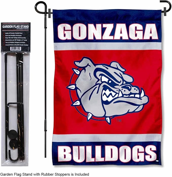 College Flags & Banners Co. Gonzaga Bulldogs Garden Flag with Pole Stand Holder
