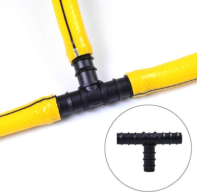 URATOT 40 Pieces Drip Irrigation Fittings Kit 1/2" Tubing Set, 10 Tees, 10 Couplings, 10 Elbows and 10 End Cap Plugs Drip Irrigation Barbed Connectors for Drip Sprinkler Systems