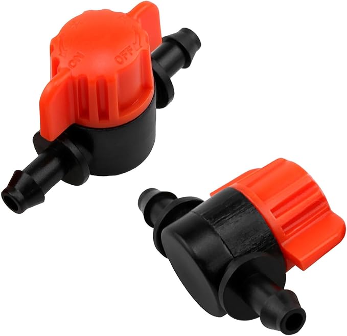 1/4" Drip Irrigation Valve Drip Irrigation Cut-Off Switch Valve for 1/4 Inch Drip Pipe Drip Pipe Stop Valve for Garden Lawn Irrigation System 16PCS