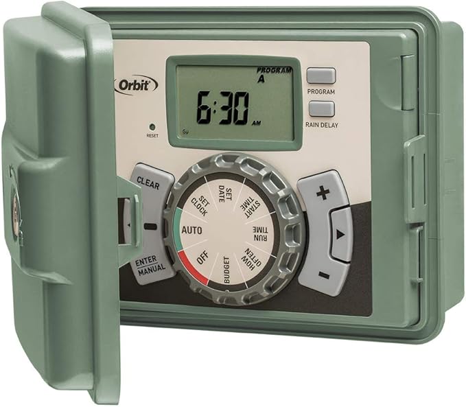 Orbit 57896 6-Station Outdoor Swing Panel Sprinkler System Timer, Green