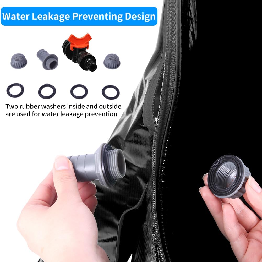 50 Gallon Collapsible Rain Barrel, Water Storage Tank, Portable Rainwater Collection System, Rain Catcher Barrel with Two Spigots and Overflow Kit, Rain Water Barrel Collector for Garden, Black