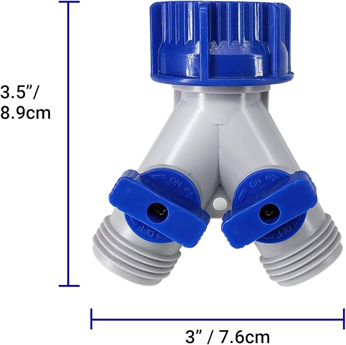 Garden Hose Splitter, 2 Pack 360° 3/4" Plastic Water Hose Splitter 2 Way, Garden Hose Connector with Faucet Watering Shut Off for Landscaping, Gardening, Flower Planting, Irrigation