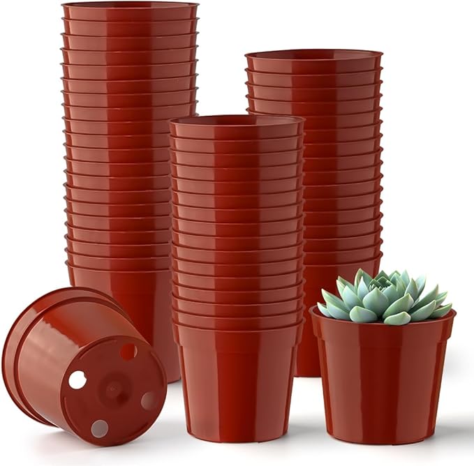 100-Pack 2.5 inches Plus Tiny Round Plant Pots Succulent Seedling Nursery Pots Made from Virgin Grade PP Material(Tiny, 68mm2.5 inch)