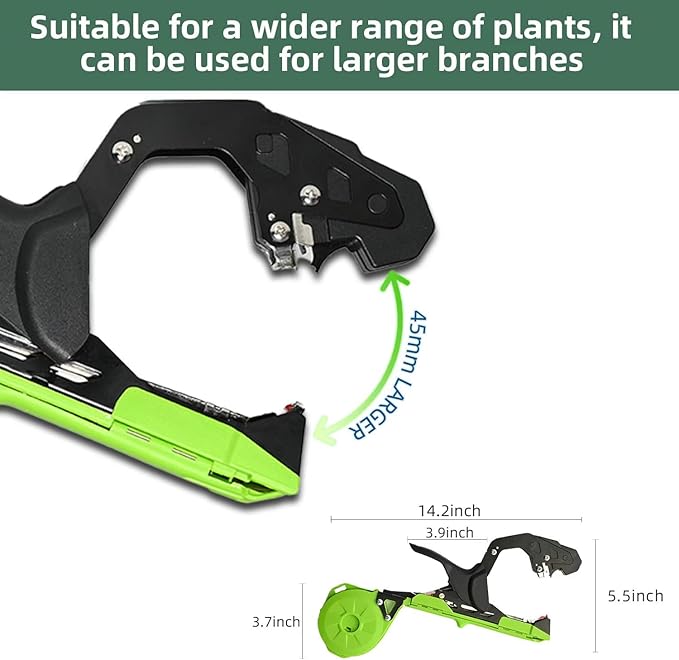 Suca Plant Tying Machine, Lightweight Plant Tying Tape Tool to Tie Up Vine Quickly, Plant Tie Tapener Gun with Tapes and Staples Green