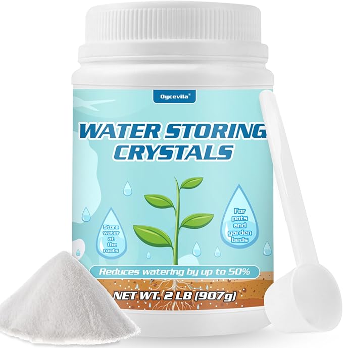 2LB Water Storing Crystals for Plants with Spoon, Water Gel Solves Plant Over-Watering and Drought Problems, Keeps The Soil Moist, Small Water Storing Polymer Crystals Powder for Plants - by Oycevila