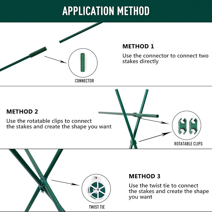 MAXPACE 249pcs Garden Stakes Kit: Includes 80 Sets of Fiberglass Plant Sticks Supports & Accessories for DIY 4ft, 5ft, 6ft, 7ft Stakes for Tomato, Vegetables, Indoor & Outdoor Gardening Supplies