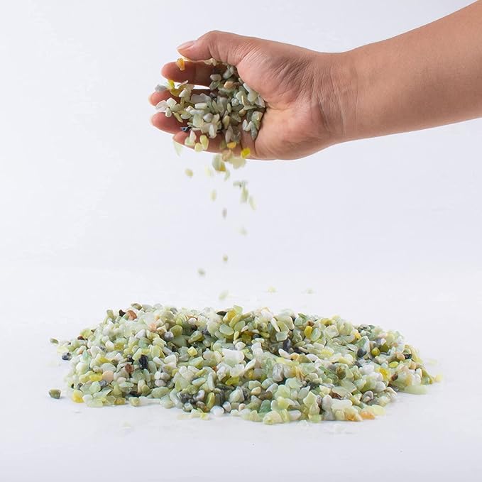 7lb Jade Bean Sand Stone-Succulents and Cactus Bonsai DIY Projects Rocks,Decorative Gravel for Plants and Vases Fillers,Terrarium,Fairy Gardening,Natural Stone Top Dressing for Potted Plants (5mm-8mm)