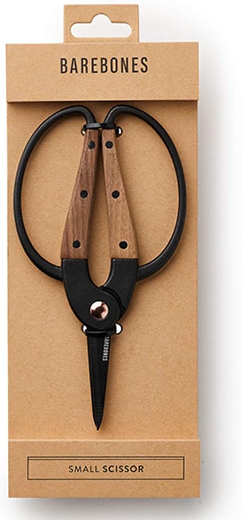 Barebones Garden Scissors - Walnut Plant Scissors - Garden Supplies and Indoor Plant Accessories - Plant Shears with Wide Handles - Comfortable Fit Trimming Shears (Small)