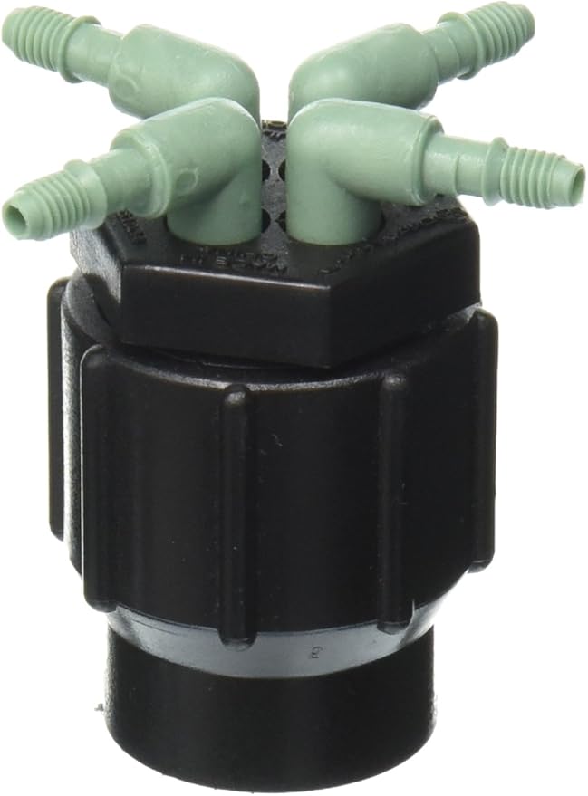 Orbit 3-Pack 69025 Drip System 4-Port Watering Manifold for 1/4 Inch Tube - Efficient Garden Irrigation