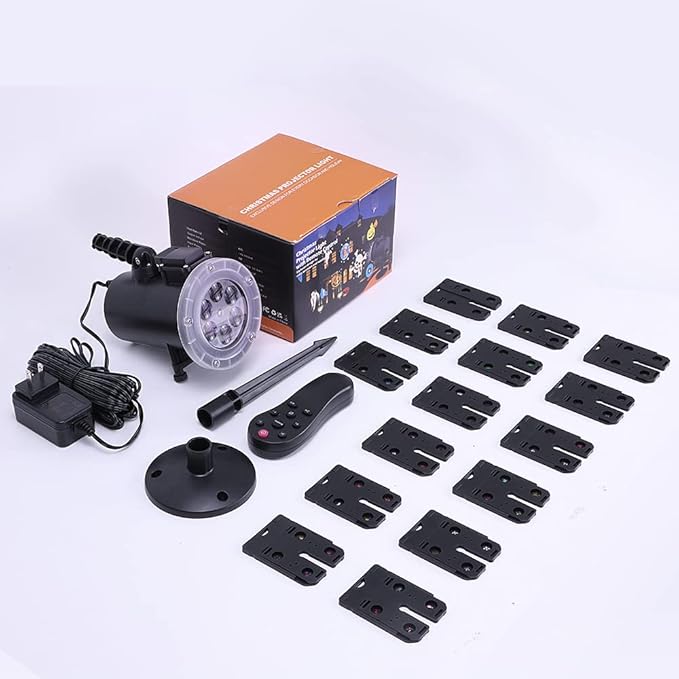 Holiday Projector Light, Syslux Halloween Christmas Projector Lights 16 HD Slides LED Waterproof Light Outdoor Indoor Light with Remote Control for Party Garden Halloween Xmas Holiday Landscape Decor