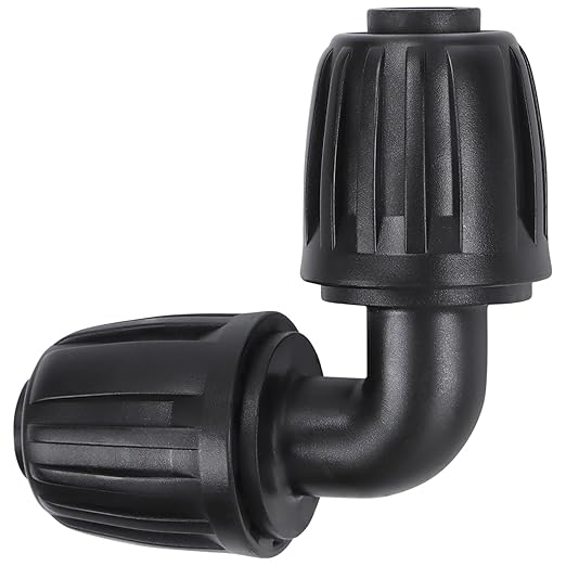 12 Pack Drip Irrigation Elbow Fittings for 1/2 Inch Drip Tubing(1/2" ID x 0.65" OD), Anti-drop Barbed 1/2'' Drip Line 90 Degree Elbow Connectors with Locked Nut for Garden Irrigation System