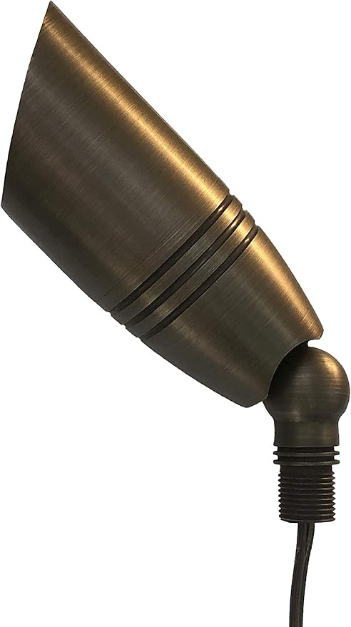 GKOLED UL Listed Solid Brass Landscape Spotlight, Low Voltage Outdoor Directional Uplight, with 5W MR16 LED Bulb & Large Rugged Slot Spike, 12V AC/DC Garden Patio Spot Up Light (10 Pack)