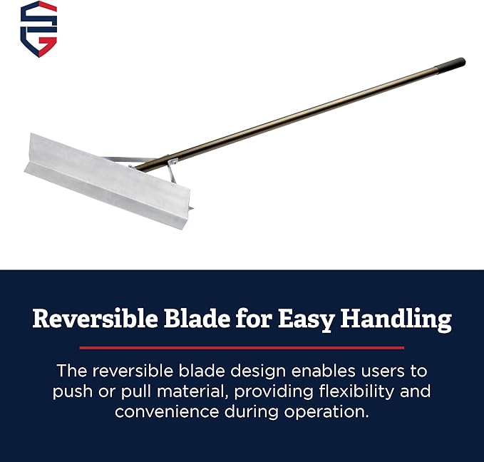 Magnum Lute - 36'' Reversible Flat Head Rake | Used for Golf Courses, Ball Fields, Asphalt Work Landscaping & More | 66'' Straight Handle with T Connection for Added Stability