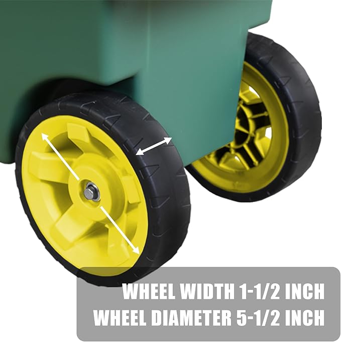 Torin AG594B Garden Cart Scooter and Seat: Garden Stool with Bench Seat and Interior Tool Tray, Rolling Storage for Weeding and Planting, Green/Blue/Black