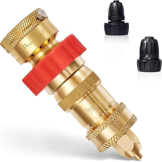 LF Brass Drip Irrigation Kit,Water Pressure Reducer Regulator 20~30PSI+3Pcs Hose Adapter+1Pcs Vacumm Breaker,3/4" GHT Connector