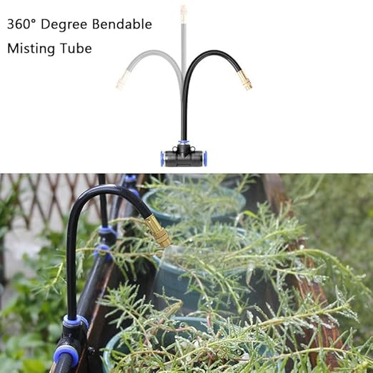 Garden Watering System, Greenhouse Mist Drip Irrigation Kit, 66Ft Hanging Plant Watering System with 20 Three-Way Atomizing Nozzle and 1/2 inch Strong Irrigation Tubing Hose
