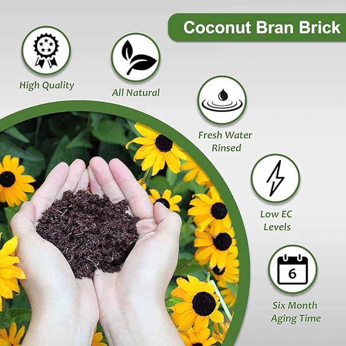 Premium Coco Coir Brick, 1.4Lbs High Nutrinent Coconut Soil, OMRI 100% Organic Low EC & PH Balanced Potting Soil for All Plants Gardening, Hydroponics and Green House (650G x 8)