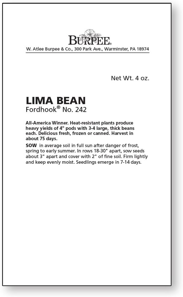 Burpee Fordhook 242 Bush Bean Seeds 4 ounces of seed