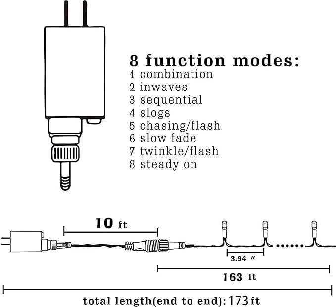 FUNPENY 164FT 500 LED Halloween Lights, 8 Modes Waterproof Plug in String Lights for Halloween Thanksgiving Indoor Outdoor Yard Party Wedding Garden Home Decorations (Orange)