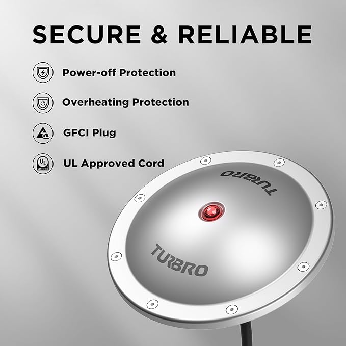 TURBRO Pond De-icer, Floating Pond Heater with 32.8 ft. UL Approved Cord, Full Stainless Steel Casing, GFCI Leakage Protection Plug, for Outdoor Ponds with Fish, 400 Watts, PD400A, Silver