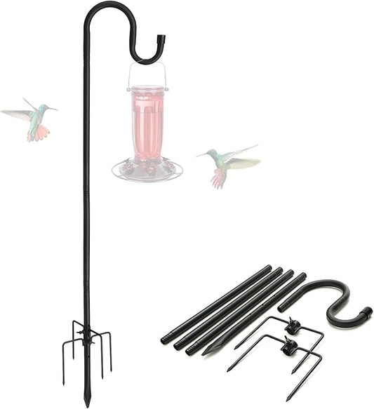 Shepherds Hooks, 78" Bird Feeder Pole for Outdoor, 4/5” Thick Hummingbird Feeders Stand Heavy Duty, Hanging Plant Hanger Stake with 5-Prong Base, Metal Shepard Stick