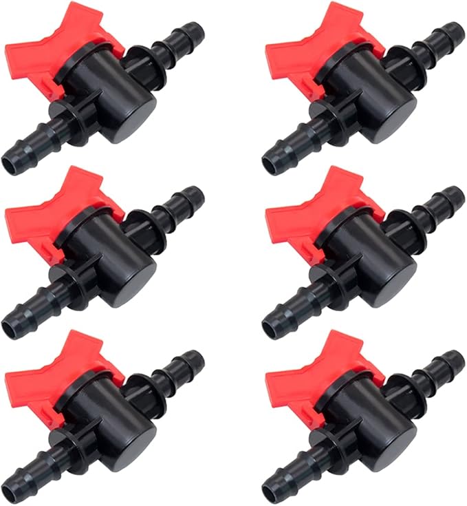 JoyTube 3/4" Drip Irrigation Switch Valve Barbed Ball Valve for Garden Drip Irrigation Aquarium (6 Pcs)