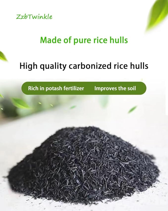 Carbonized Rice Hull 8 QT Horticultural Organic Activated Charcoal,Soil Amendment for Plants Vegetables Fruit Trees, Fertilizer additive, Mulch