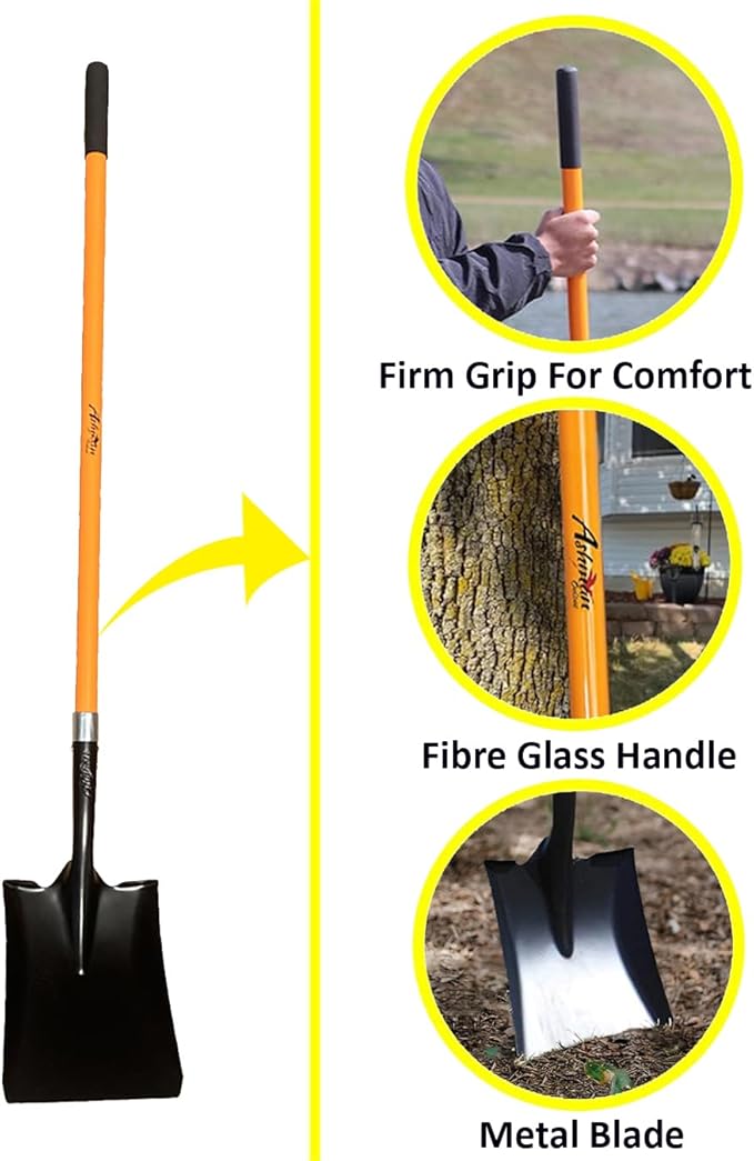 Ashman Heavy-Duty Transfer Shovel (1 Pack) with 47-Inch long Durable Handle and Blade- Ideal for Construction, Landscaping, Gardening, and Snow Removal- Durable, Rust-Resistant, and Multipurpose Scoop