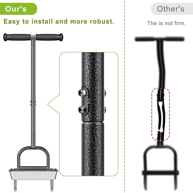 Dolibest Lawn Coring Aerator, Manual Lawn Aerator, 2 Stainless Steel Corer Plug Aerator with Soil Core Storage Tray, Pre-Assembled Manual Grass Aerating Tool & Clean Hand Tool, Improving Lawn Health