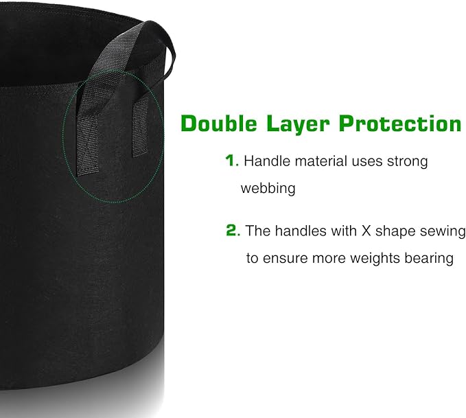 12-Pack 3 Gallon Grow Bags Heavy Duty Thickened Nonwoven Fabric Pots with Durable Handles