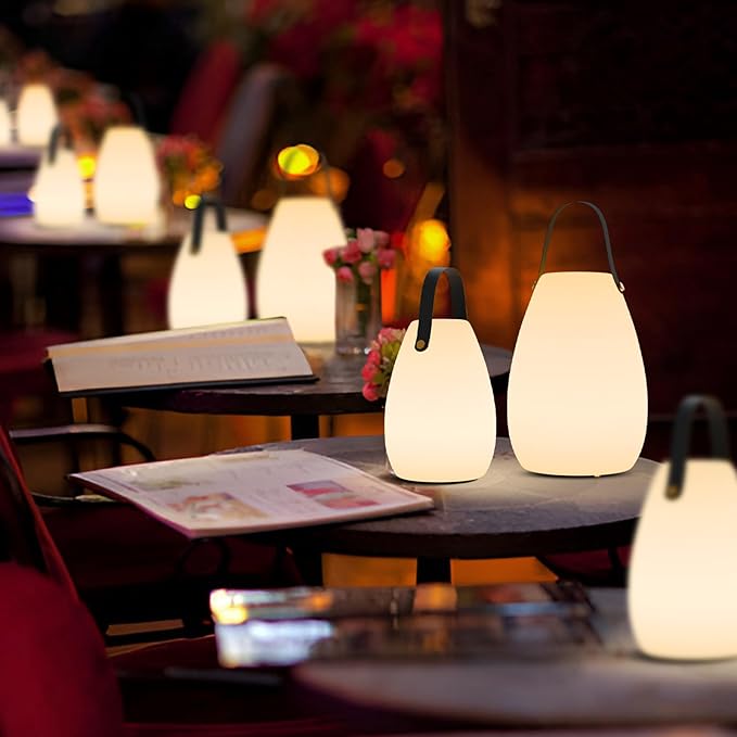 uuffoo Portable Outdoor Table Lamp, Dimmable Cordless Lamp with Remote and 7 RGB Colors IP44 Waterproof Hanging Lamp Indoor/Outdoor Night Lamp Lantern for Bedroom Garden Dining Camping