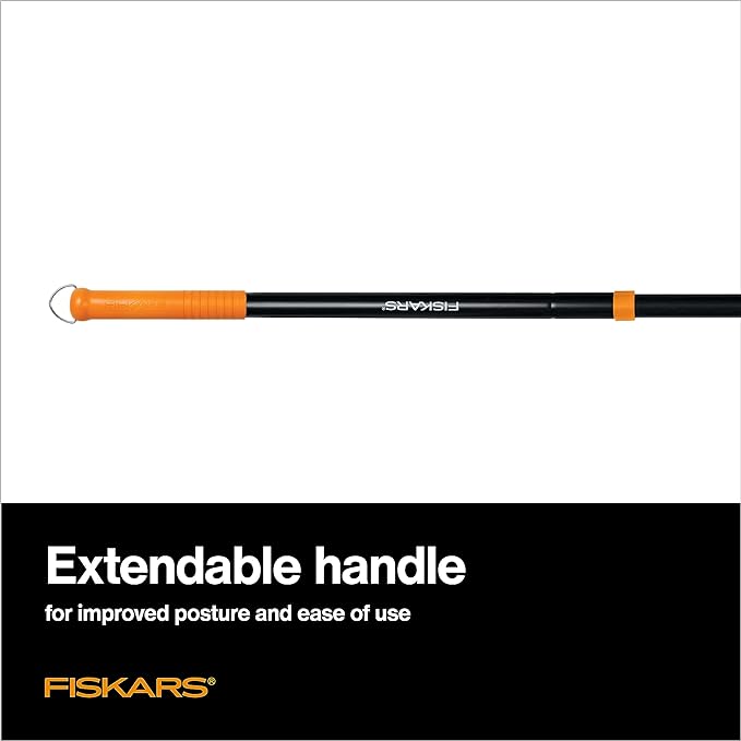 Fiskars Tiller Cultivator for Garden and Lawn, Extendable (40"- 60") Gardening Hand Tool, Telescoping Rotary Hand Cultivator Tool for Soil or Reseeding Grass
