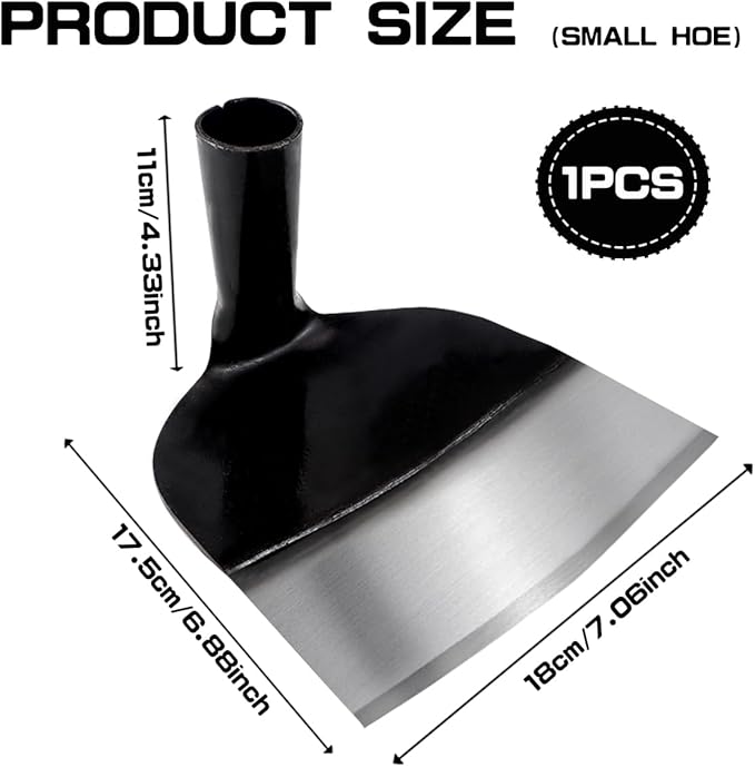 Hand Hoe Head Replacement Round Eye Grub Hoe for Gardening, Soil Loosening, Weeding and Digging（18.5cm）