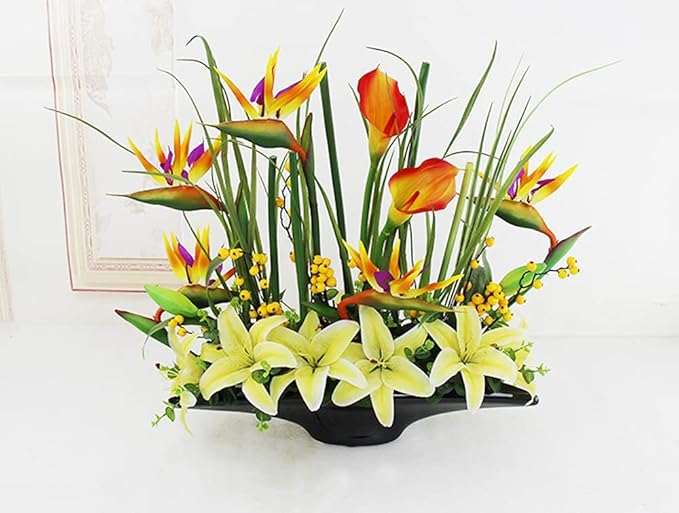 Large Bird of Paradise 32 Inch Permanent Flower,Flower stem 0.3 Inch,Flower Part is Made of Soft Rubber PU,Artificial Flower Plants Flower Arrangement for Home Office 2 Pcs(Yellow)
