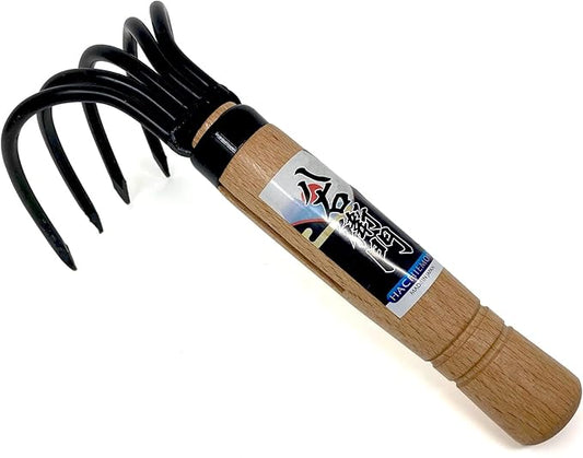 HACHIEMON Japanese Ninja Claw Garden Rake or Cultivator for Gardening - Compact and Sturdy - Made in Japan