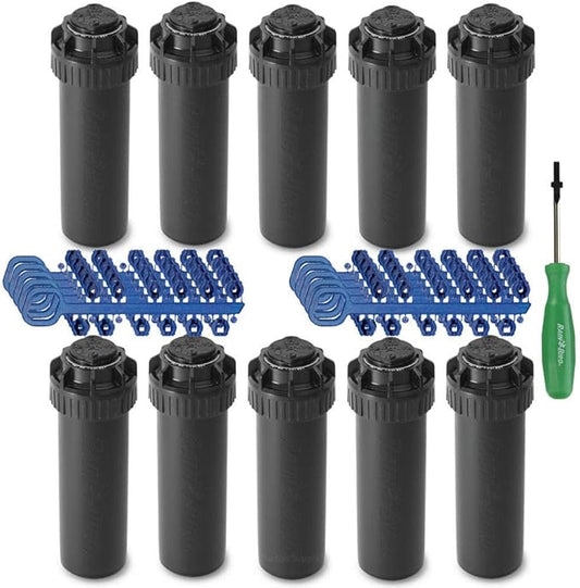 Rain-bird 5000 Series Rotor Sprinkler Head - 5004 PC Model, Adjustable 40-360 Degree Part-Circle, 4 Inch Pop-Up Lawn Sprayer Irrigation System - 25 to 50 Feet Water Spray Distance (Y54007) (10 Pack)