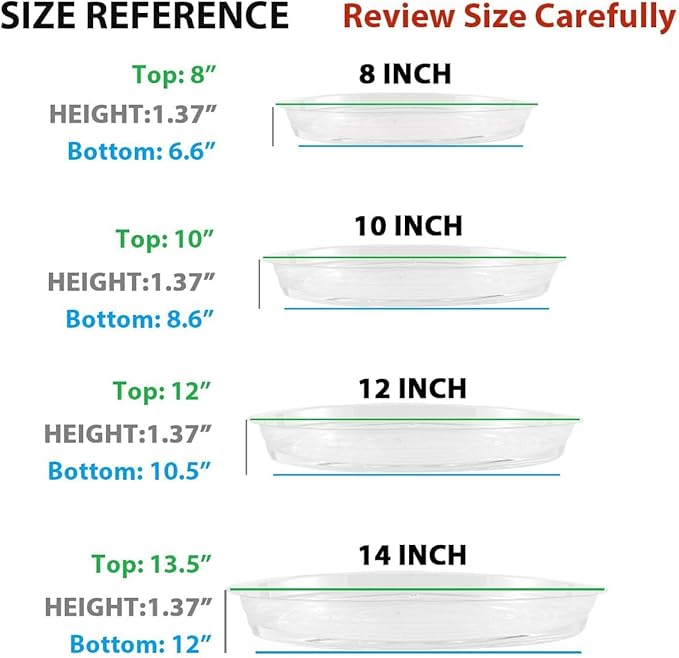 30 Pack 14 Inch Plant Saucer Clear Plant Saucers for Outdoors Plant Drip Trays Extra Large Plant Saucer Dish Plant Pot Saucers Planter Trays for Outdoor Plants Bulk