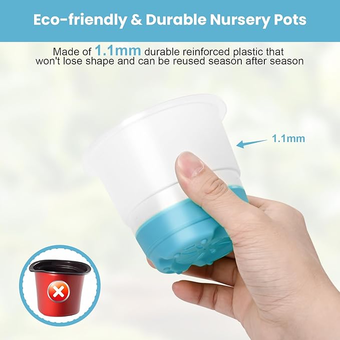 Clear Nursery Pots for Plants,30 Packs Seed Starting Pots 4 inch Plastic Plant Pot Seedling Pots with Drainage Holes Plant Nursery Pots Seed Starting Pot Silicone Base