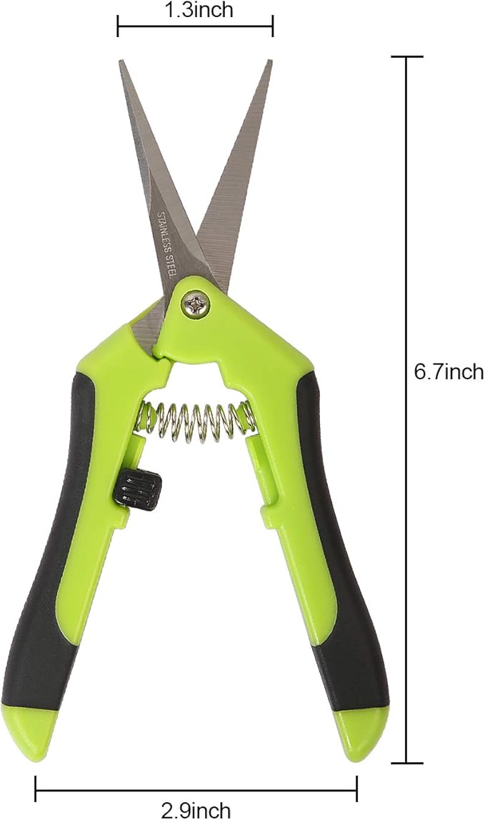 KEILEOHO 12 Pack 6.5 Inch Bud Trimming Scissors, Professional Stainless Steel Gardening Hand Pruners Micro-Tip Pruning Snips with Straight Blades for Trimming Garden Herb Plants Flowers