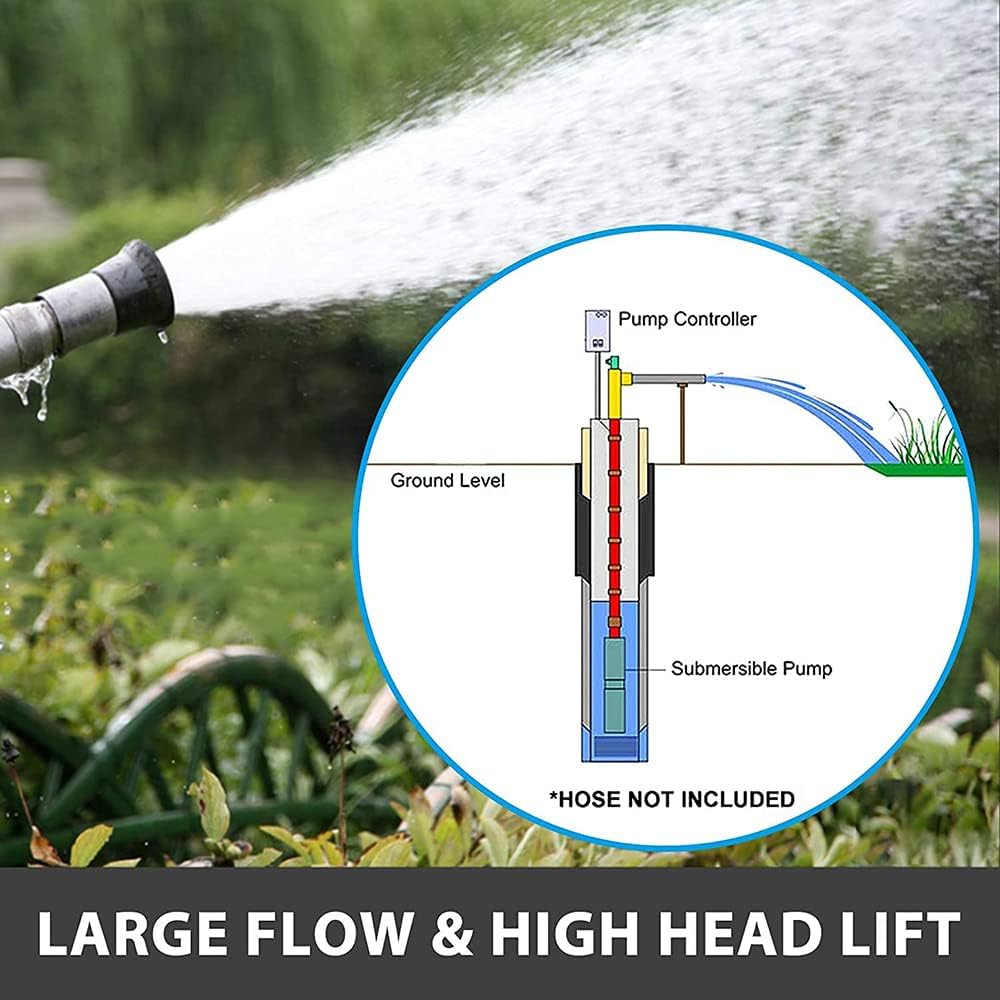 DC 48/60V Well Water Pump Submersible Pump 1 Inch Output Solar Fountain Pump 400 W Solar Power High Pressure Water Pump Stainless Steel High Pressure Deep Well Pump Used Agricultural Industry