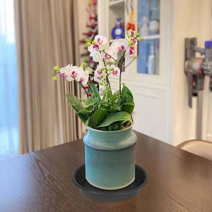 6 Pack Plant Saucer Tray, 4 6 8 10 12 13 15 17 19 inch Plant Saucers, Heavy Duty Plastic Plant Saucers for Indoors, Bird Bath Bowls, Flower Plant Water Trays for pots Planter (6", Black)