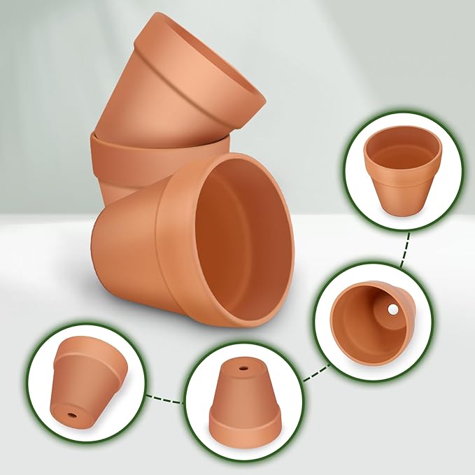 3 inch Terracotta Clay Pots, 26 Pack Clay Flower Pots with Drainage, Flower Garden Clay Pots, Terracotta Pots for Indoor Outdoor Plant, Crafts, Wedding Favor