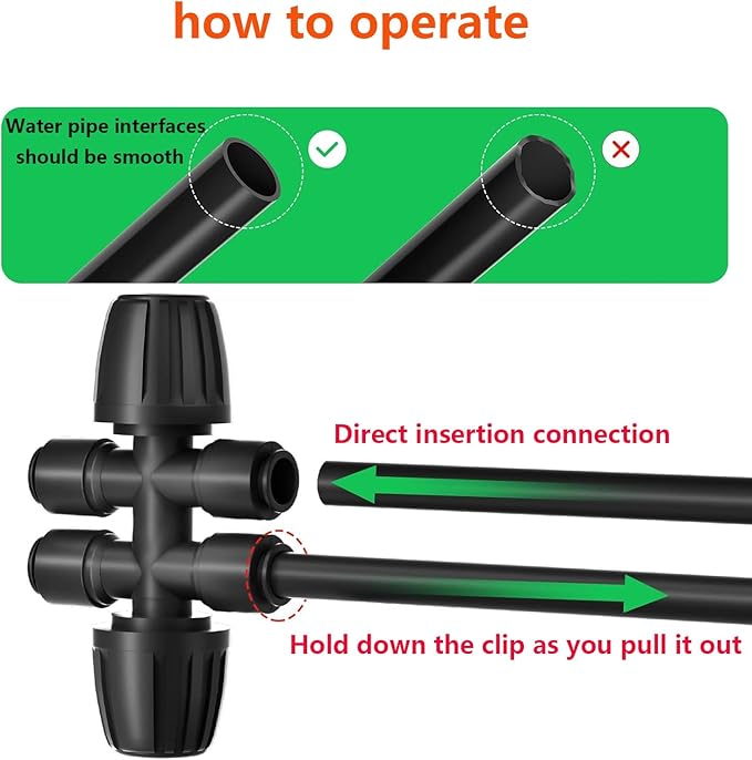 4Pcs 1/2 "to 1/4" Connector Barb Locking Fittings,Push-in 6 Way Irrigation Barb T-shirt Connector Parts for Leak Proof Locking Dispenser for Irrigation Pipes (1/2 "ID x 0.60" -0.64 "OD)